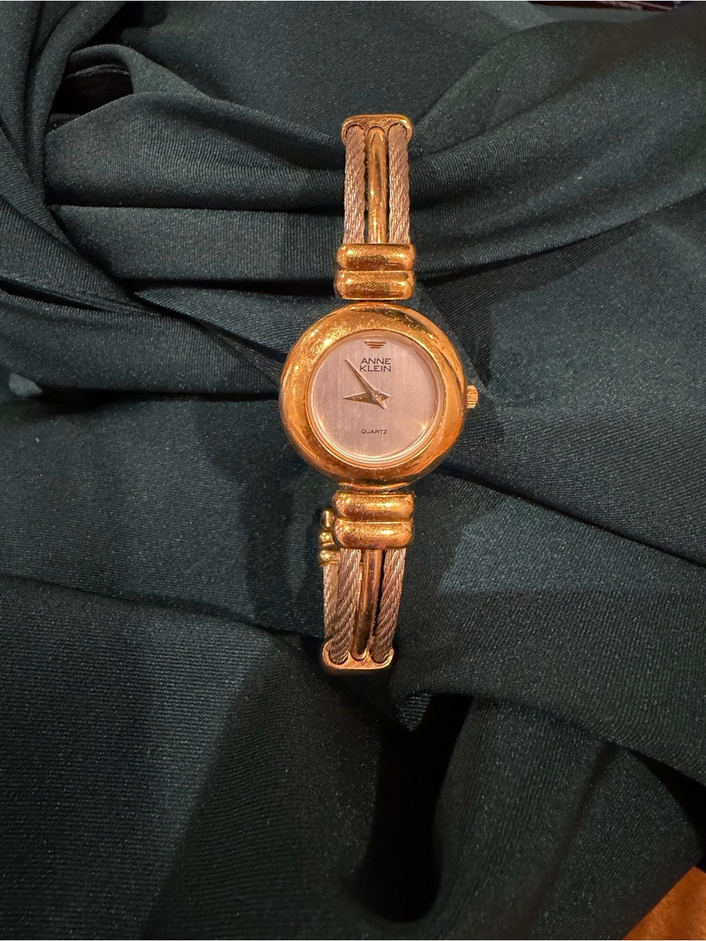 Anne Klein Rose Gold-Tone Cable Bangle Watch